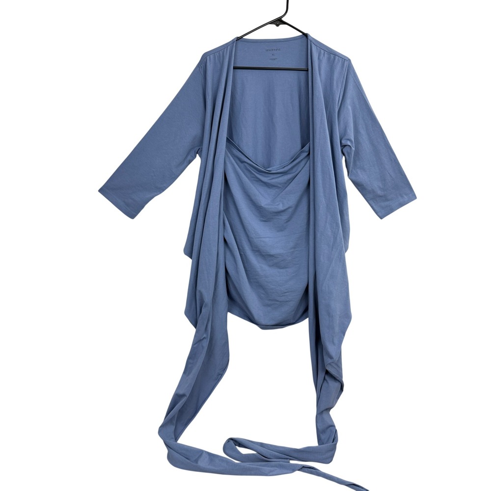 Seraphine Cardigan Womens XL Blue Nursing Shawl Wrap 3/4 Sleeve Maternity Top